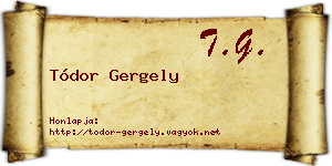 Tódor Gergely névjegykártya